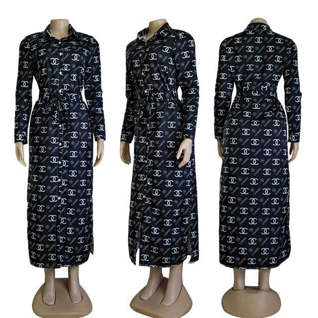 Letter Print Shirt Dress