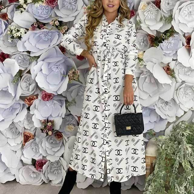 Letter Print Shirt Dress