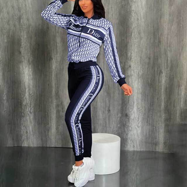 Letter Print Casual Pants Set