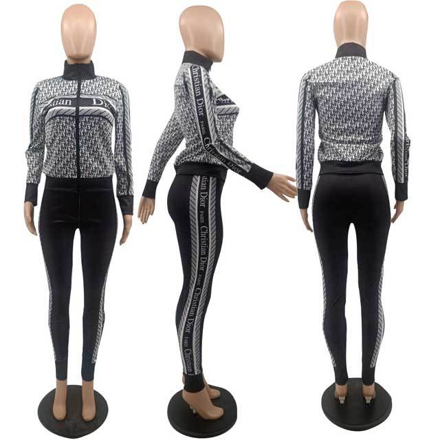 Letter Print Casual Pants Set