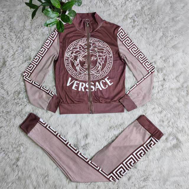 Letter Print Ribbed Tracksuit Set
