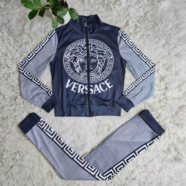 Letter Print Ribbed Tracksuit Set