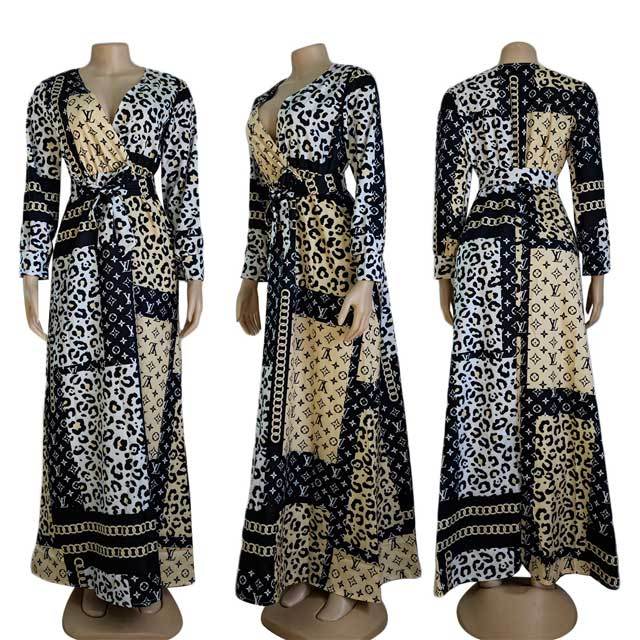 Printed Long Sleeve Maxi Dress