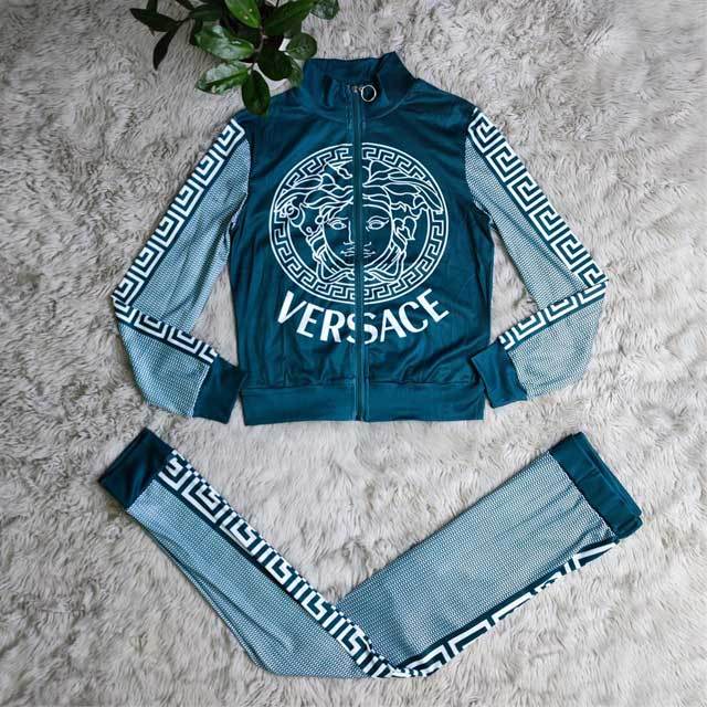 Letter Print Ribbed Tracksuit Set