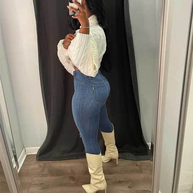 Knit High Neck Sweater Top