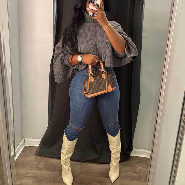Knit High Neck Sweater Top