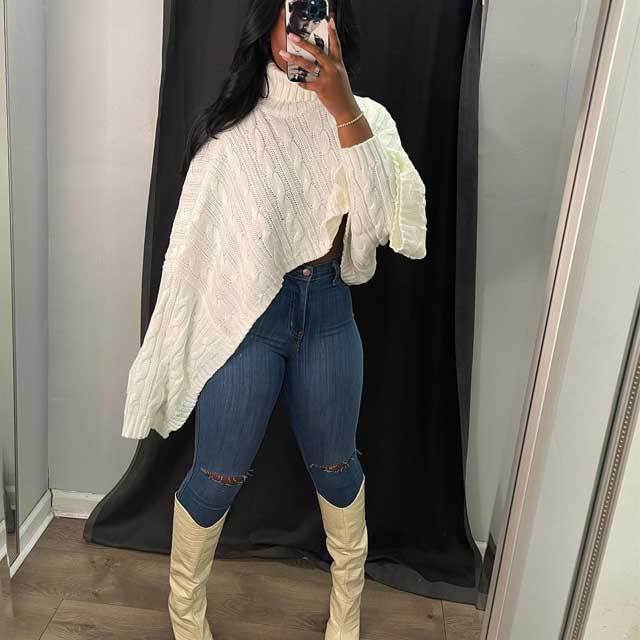 Knit High Neck Sweater Top
