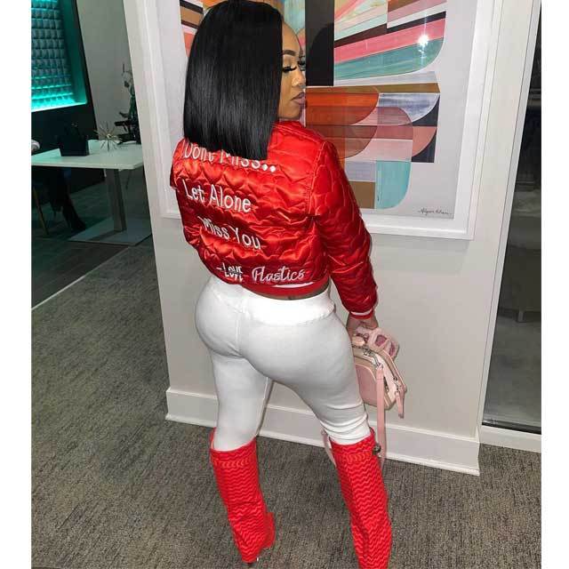Letter Embroidery Bomber Jacket