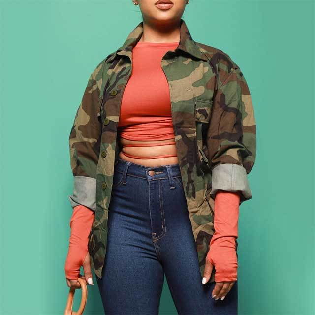Camo Print Shirt Jacket