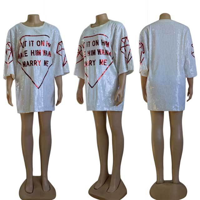 Letter Design Sequin Dress