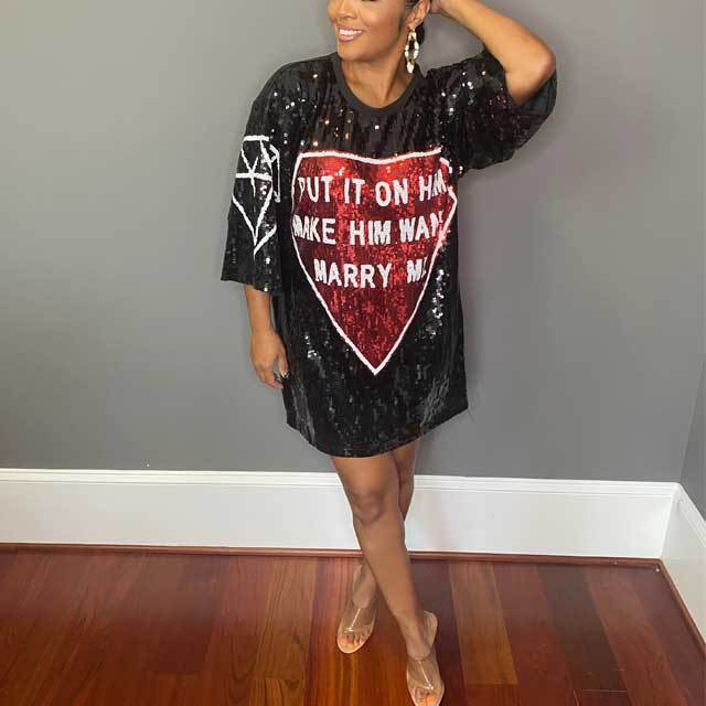 Letter Design Sequin Dress