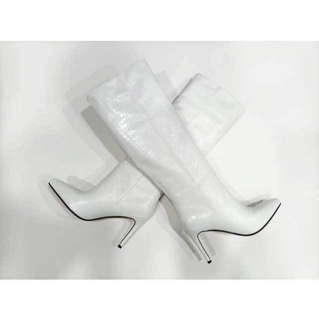 Crocodile Leather High Heeled Boots