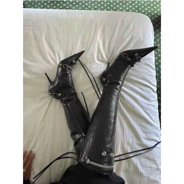 Leather High Heeled Long Boots