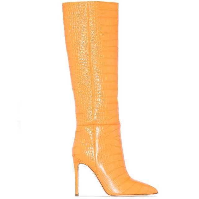 Crocodile Leather High Heeled Boots