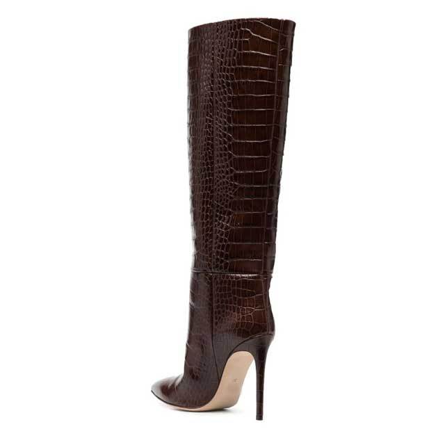 Crocodile Leather High Heeled Boots