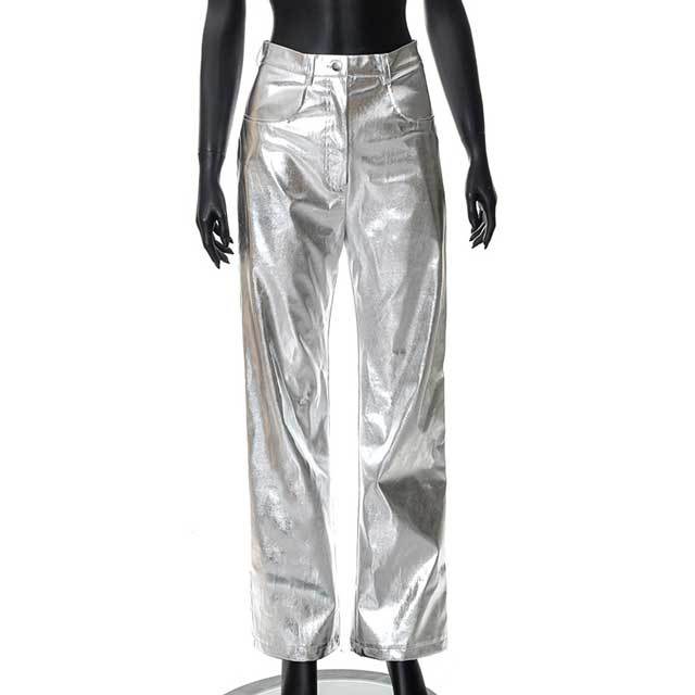 Candy Color High Waist Leather Pants