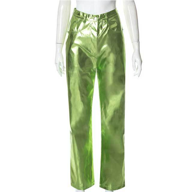 Candy Color High Waist Leather Pants