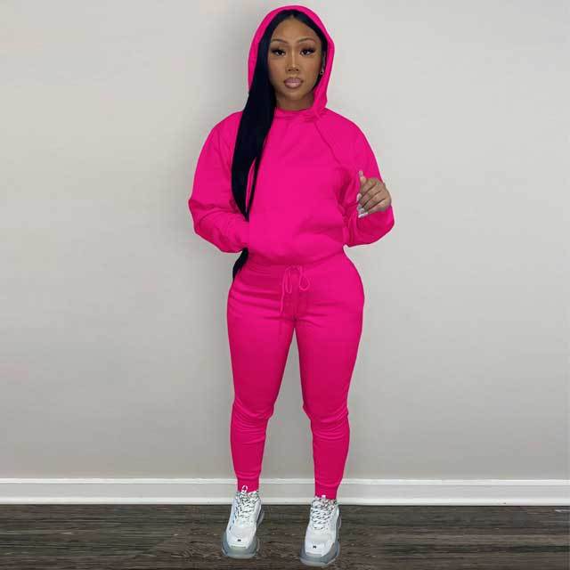 Hoodie Top Casual Sporty Pants Set
