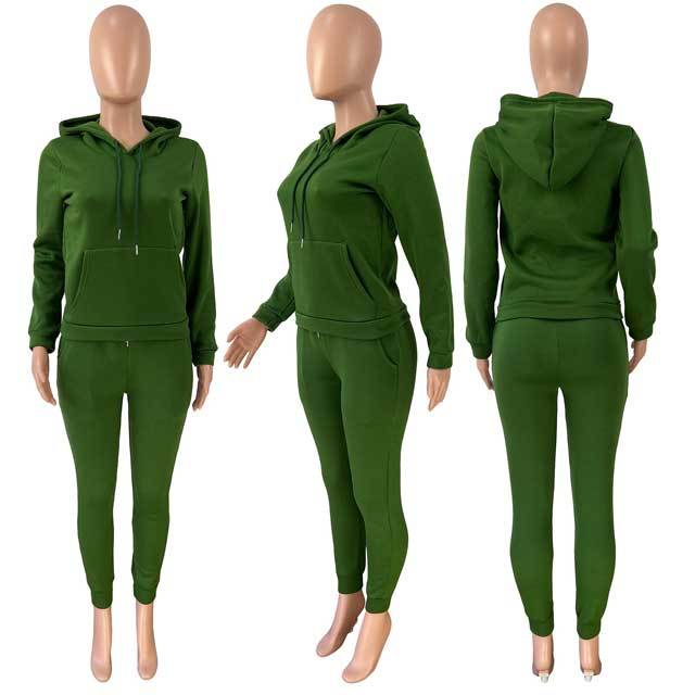 Hoodie Top Casual Sporty Pants Set