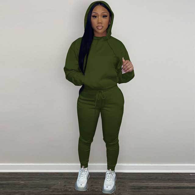 Hoodie Top Casual Sporty Pants Set