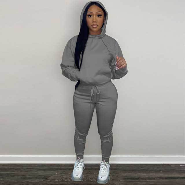 Hoodie Top Casual Sporty Pants Set