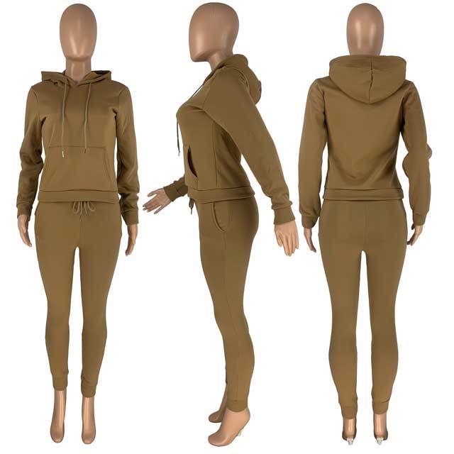 Hoodie Top Casual Sporty Pants Set