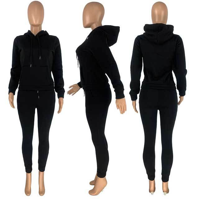 Hoodie Top Casual Sporty Pants Set