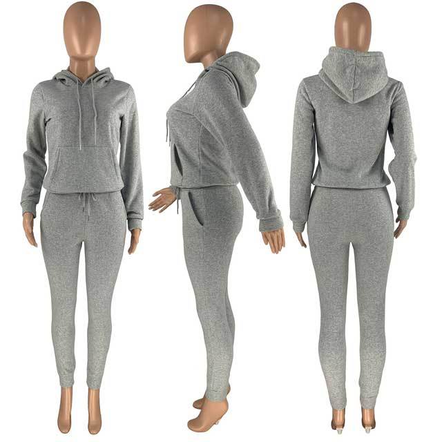 Hoodie Top Casual Sporty Pants Set