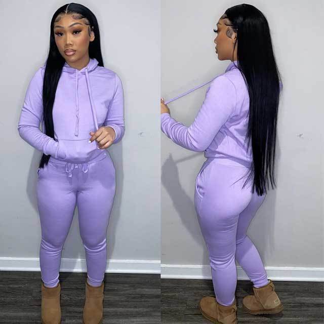 Hoodie Top Casual Sporty Pants Set