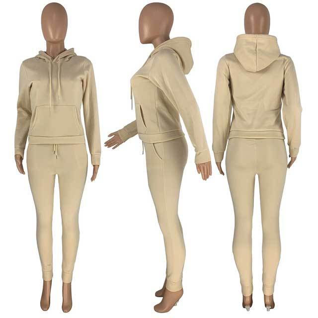 Hoodie Top Casual Sporty Pants Set