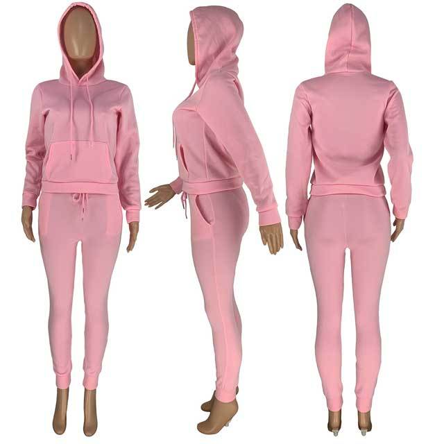 Hoodie Top Casual Sporty Pants Set