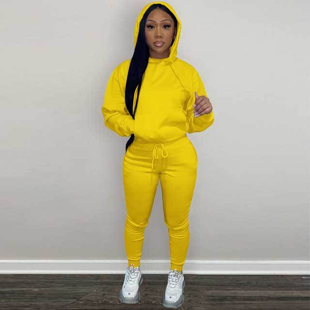 Hoodie Top Casual Sporty Pants Set