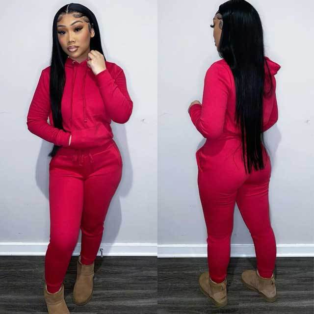 Hoodie Top Casual Sporty Pants Set
