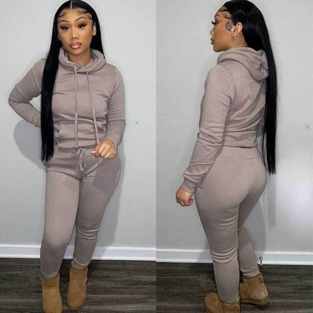 Hoodie Top Casual Sporty Pants Set