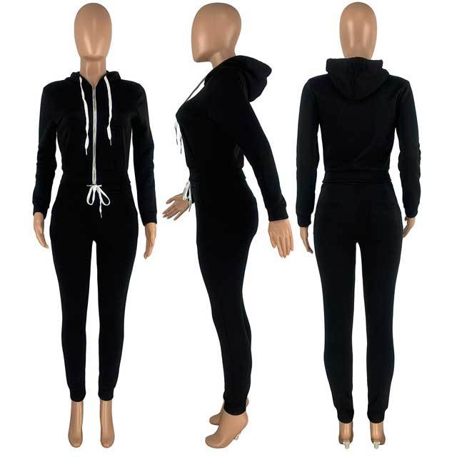 Zipper Top Casual Tracksuit Set