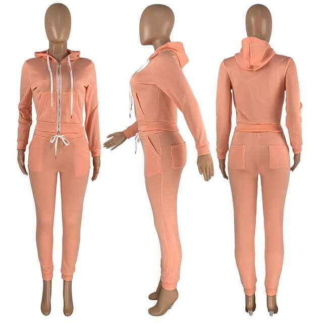 Zipper Top Casual Tracksuit Set