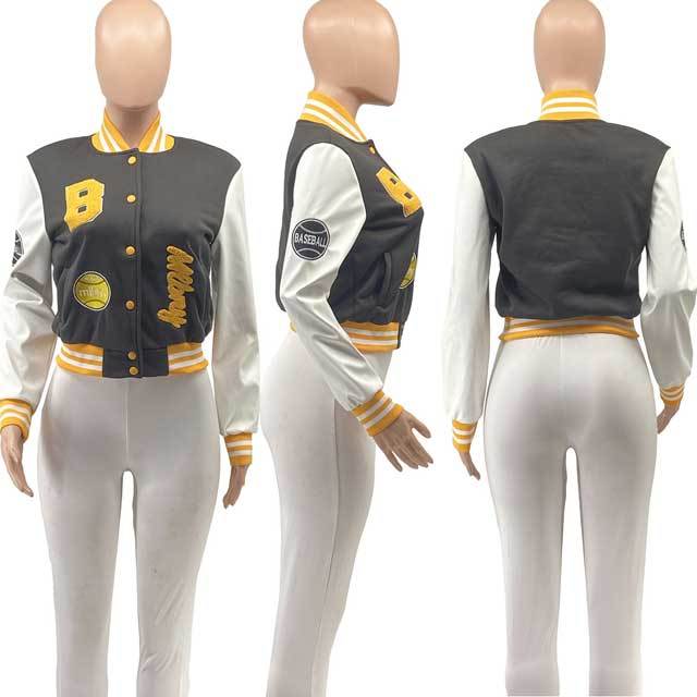 Leather Sleeve Embroidery Baseball Uniform