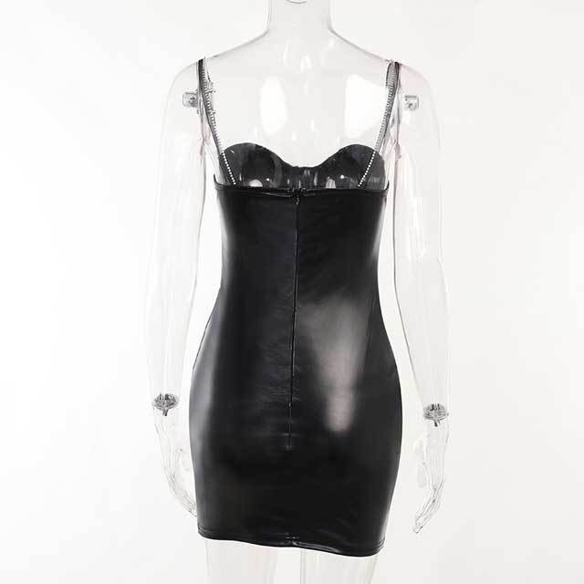 Diamond Leather Cami Bodycon Dress