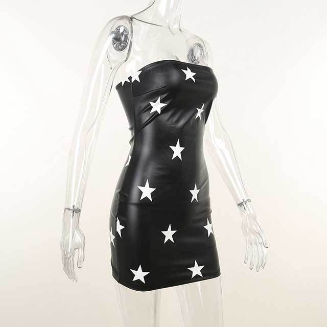 Star Pattern Leather Tube Dress