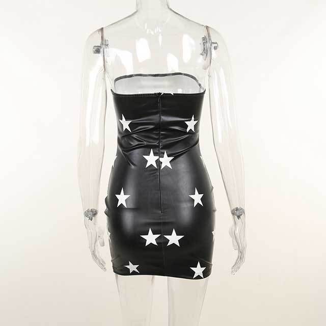 Star Pattern Leather Tube Dress