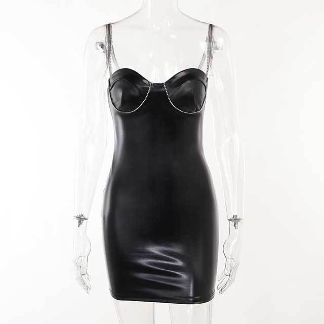 Diamond Leather Cami Bodycon Dress