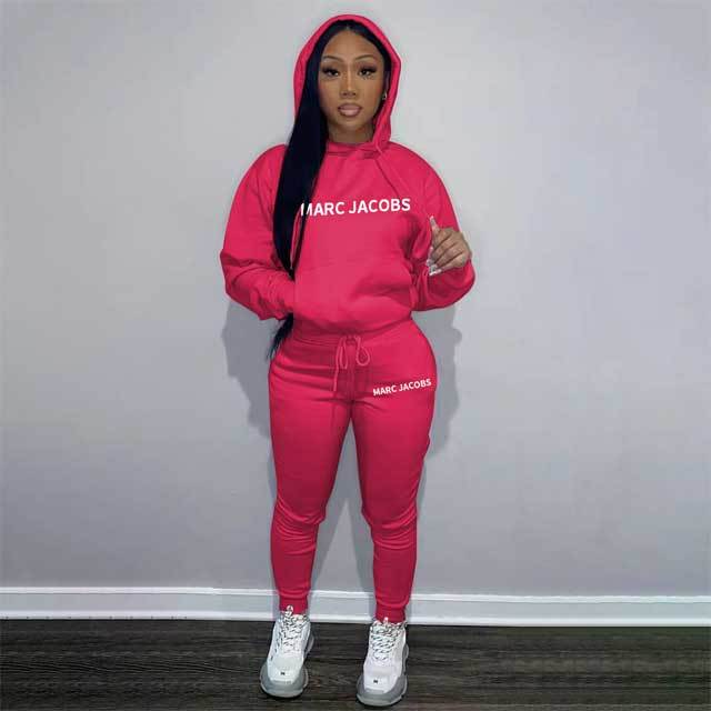 Letter Print Hoodie Top Casual Tracksuit