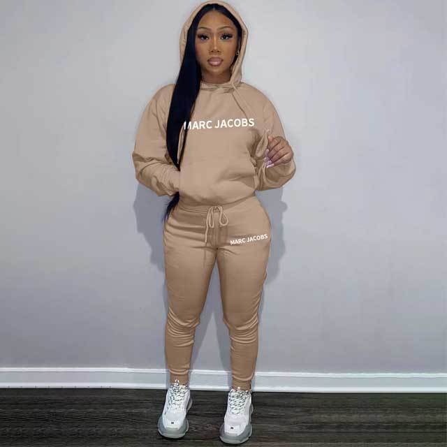 Letter Print Hoodie Top Casual Tracksuit