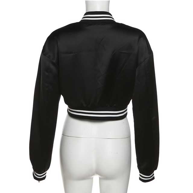 Embroidery Striped Bomber Jacket