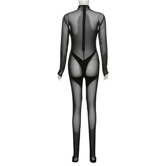 Mesh Long Sleeve Jumpsuit