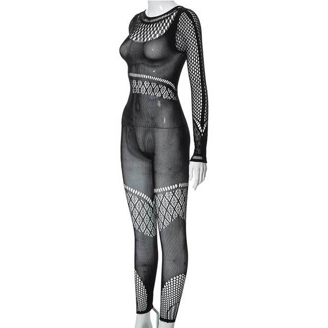 Hollow Out Mesh Lingerie Jumpsuit