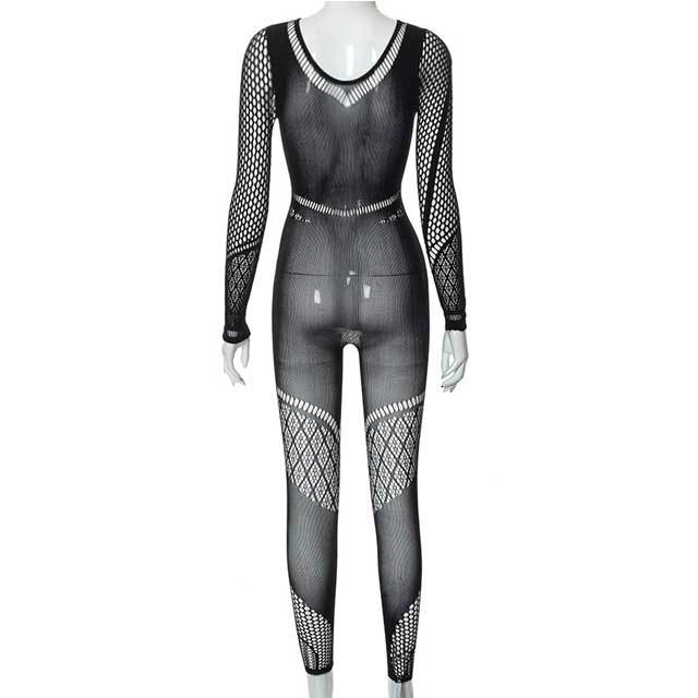 Hollow Out Mesh Lingerie Jumpsuit