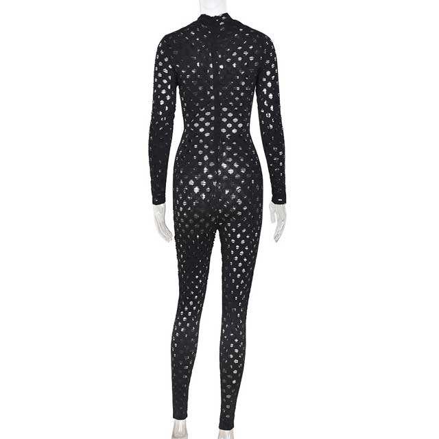 Hollow Out Long Sleeve Jumpsuit
