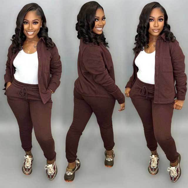 Basic Casual Fall Pants Suit