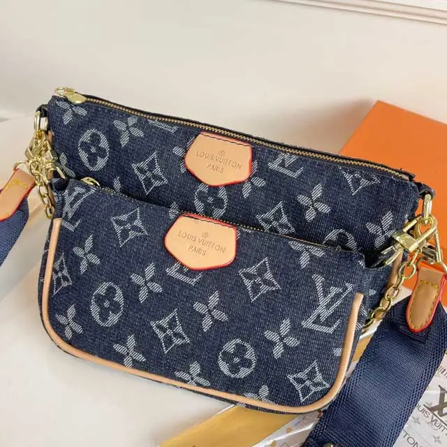 Letter Design Denim Messenger Bag